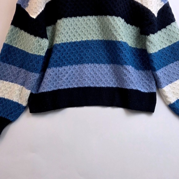 Berkley Jensen Striped Mock Neck Textured Knit Sweater Blue Multi Size M - Picture 5 of 7